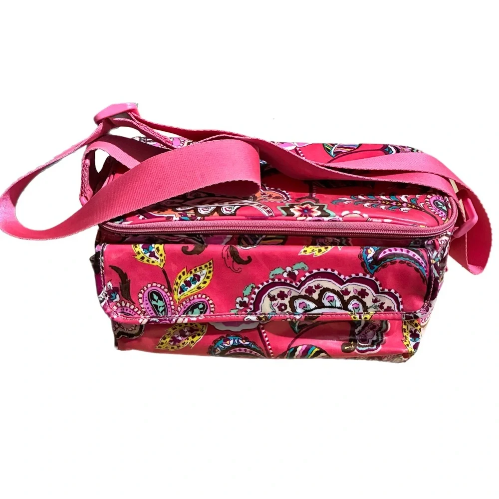 Vera Bradley Call Me Coral Insulated Crossbody Lunch Tote Bag Pink Paisley 10X5”